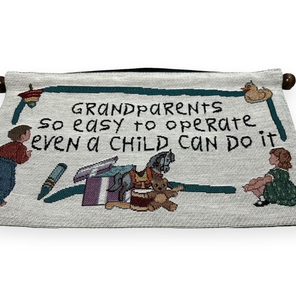 Grandparents Easy to Operate Tapestry Style Wall Hanging Dowel Ribbon - Picture 3 of 10